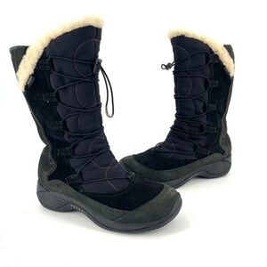 Merrell Encore Nubuck Leather Slip On Lace Up Black Westherproof Apex Boot